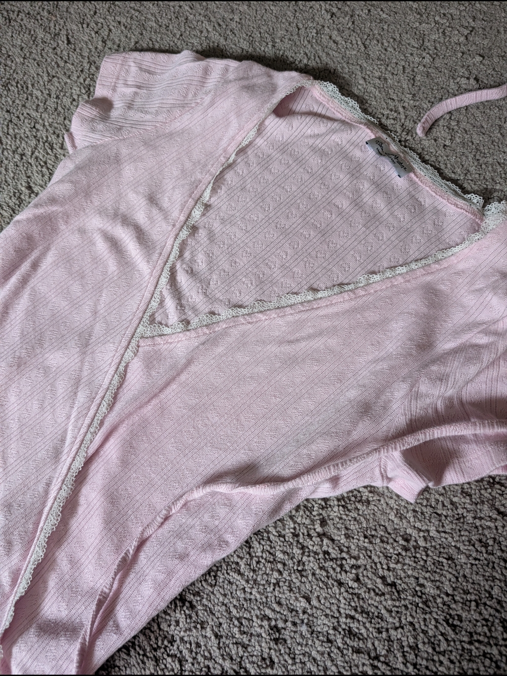 Miss Selfridge Light Pink Lace-Trim Wrap Top
